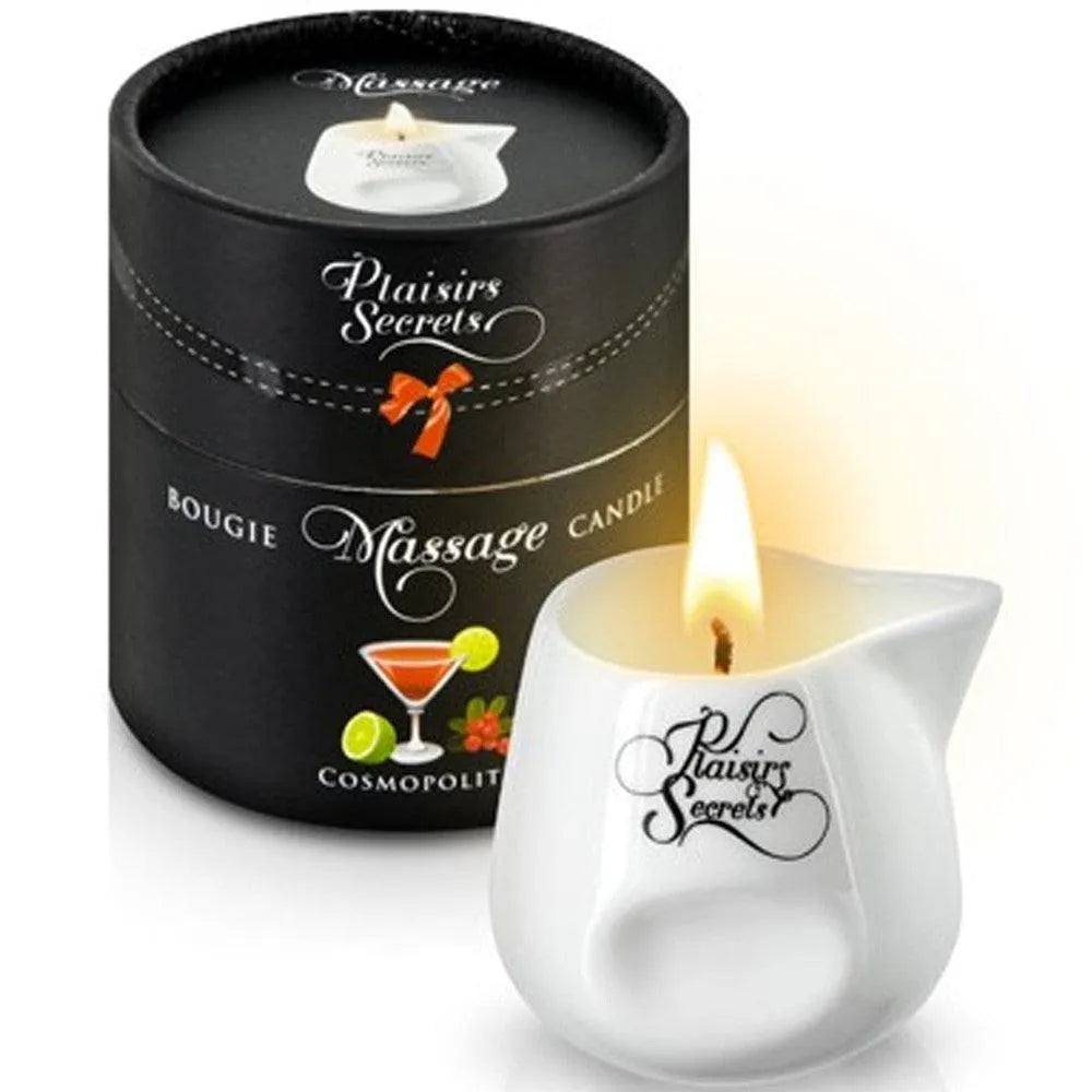 bougie parfumée massage cosmopolitan cire végétale céramique 80ml bec verseur pratique cadeau sensuel relaxant peau soyeuse romantique française certifiée