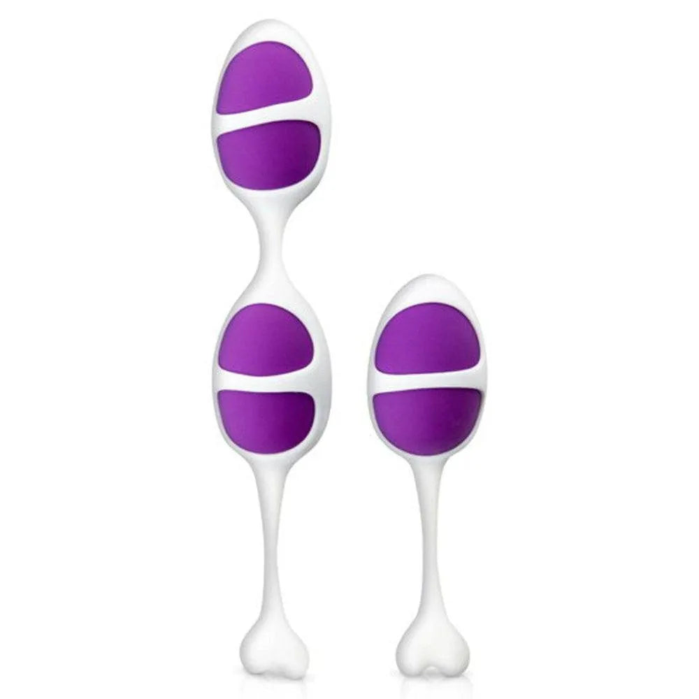 Boules de Geisha violettes et blanches, texture douce, mono et double, pour raffermir le plancher pelvien.