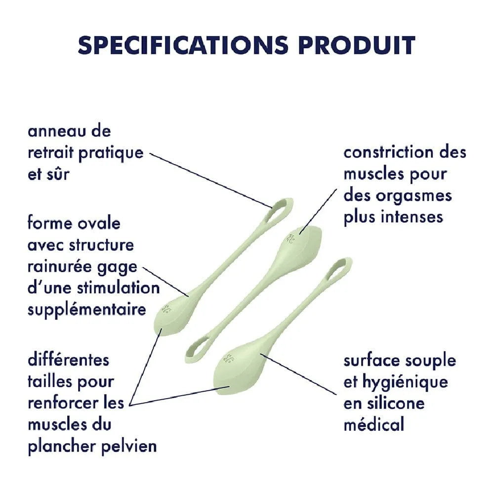 Boules de Geisha en silicone médical, trois tailles, forme biseautée, anneau de retrait, pour rééducation périnéale.