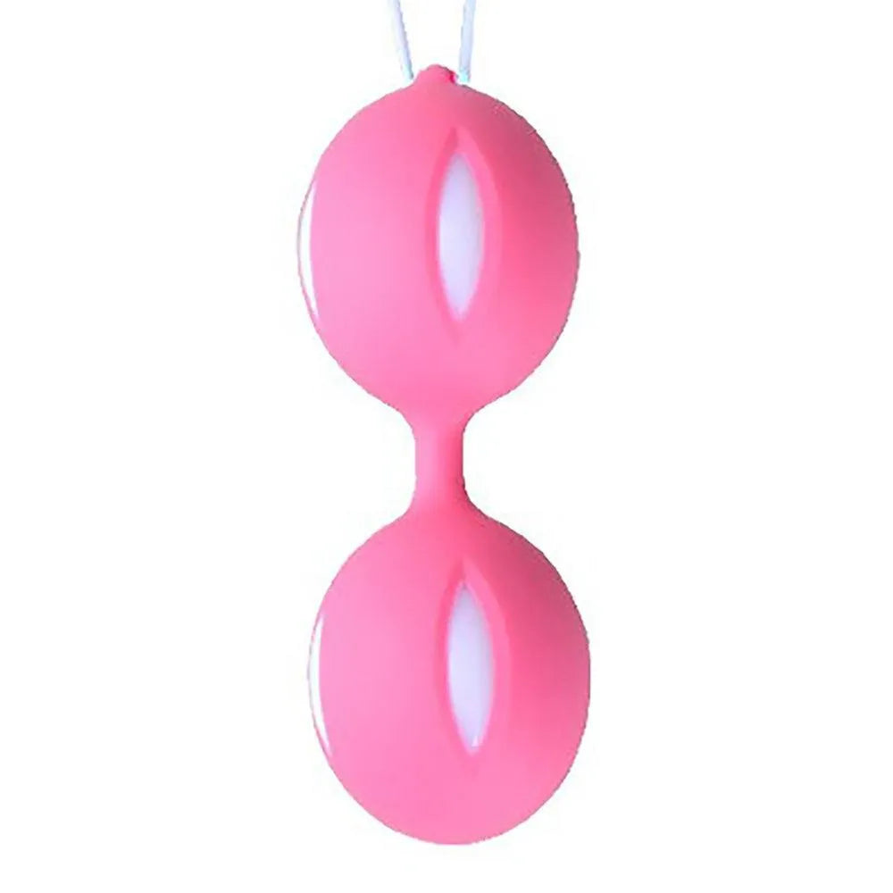 boules geisha rose blanche bicolore élégante forme introduction douce stabilité intérieure vaginale stimulation périnée tonifiante silicone médical sans phtalate étanche