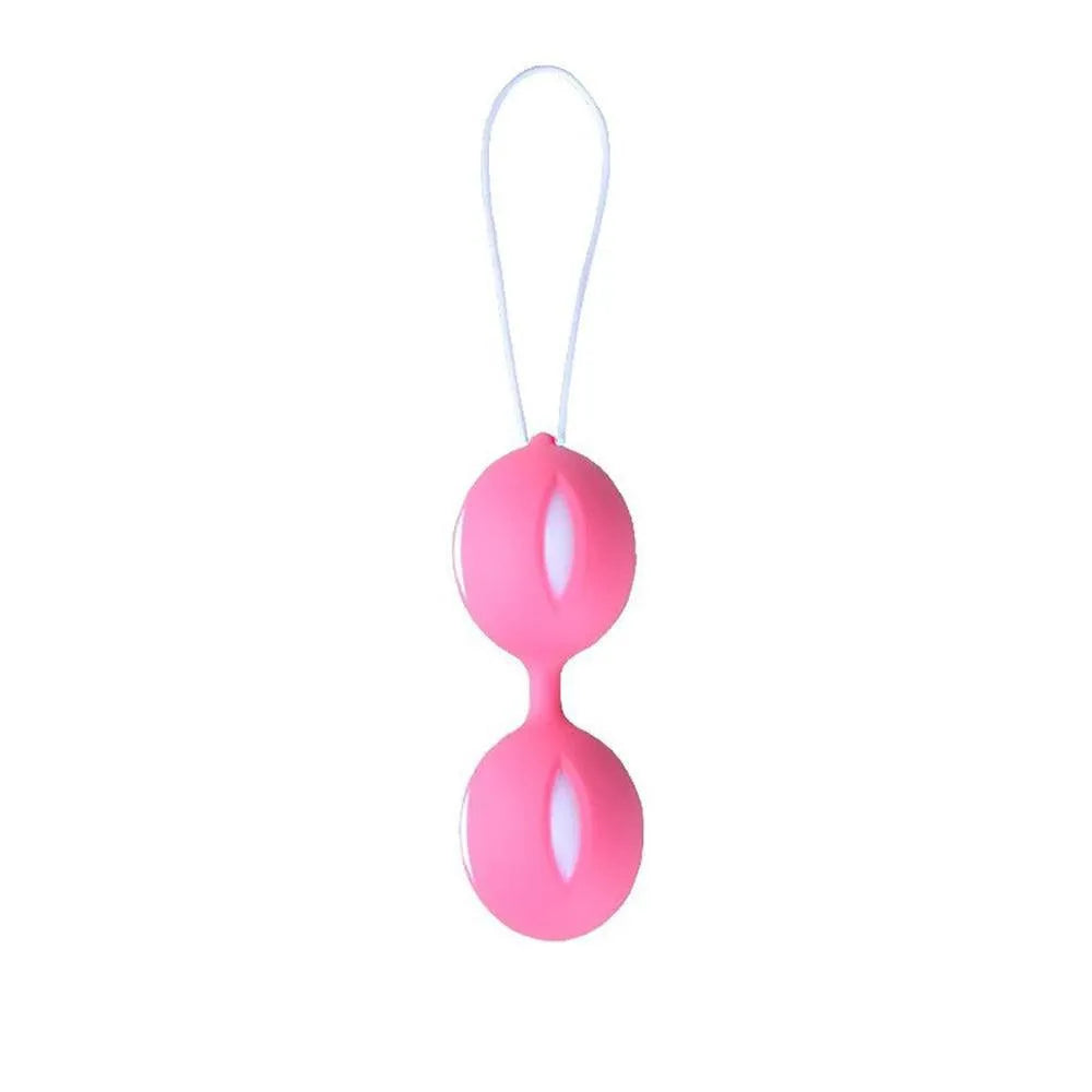 Boules de Geisha rose et blanche, élégantes, en silicone médical, forme douce, stimulation périnée, sans phtalate.