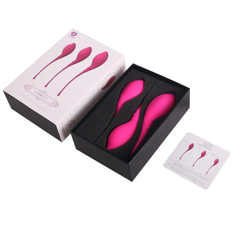 Boules Geisha vibrantes roses en silicone dans une boîte élégante pour rééducation périnéale et renforcement pelvien.