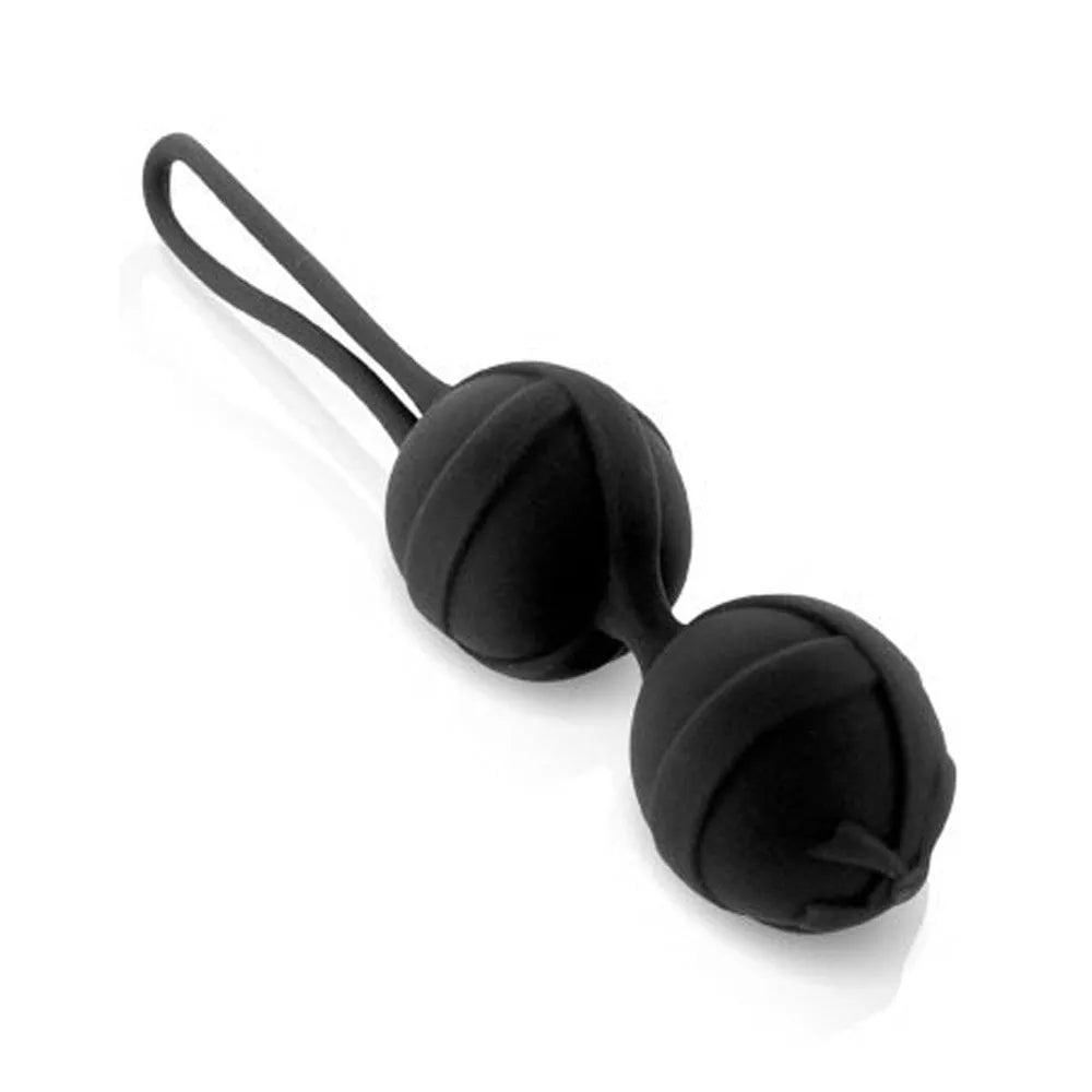 boules geisha noires silicone souple douce waterproof sans phtalates rééducation périnée postnatale billes silencieuses boîte cadeau longueur175mm pénétration97mm diamètre40mm