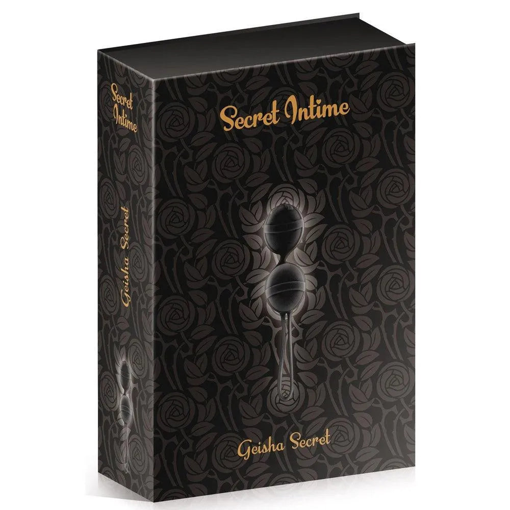 Boules de Geisha noires en silicone doux, boîte cadeau élégante, rééducation périnée, waterproof, sans phtalates.