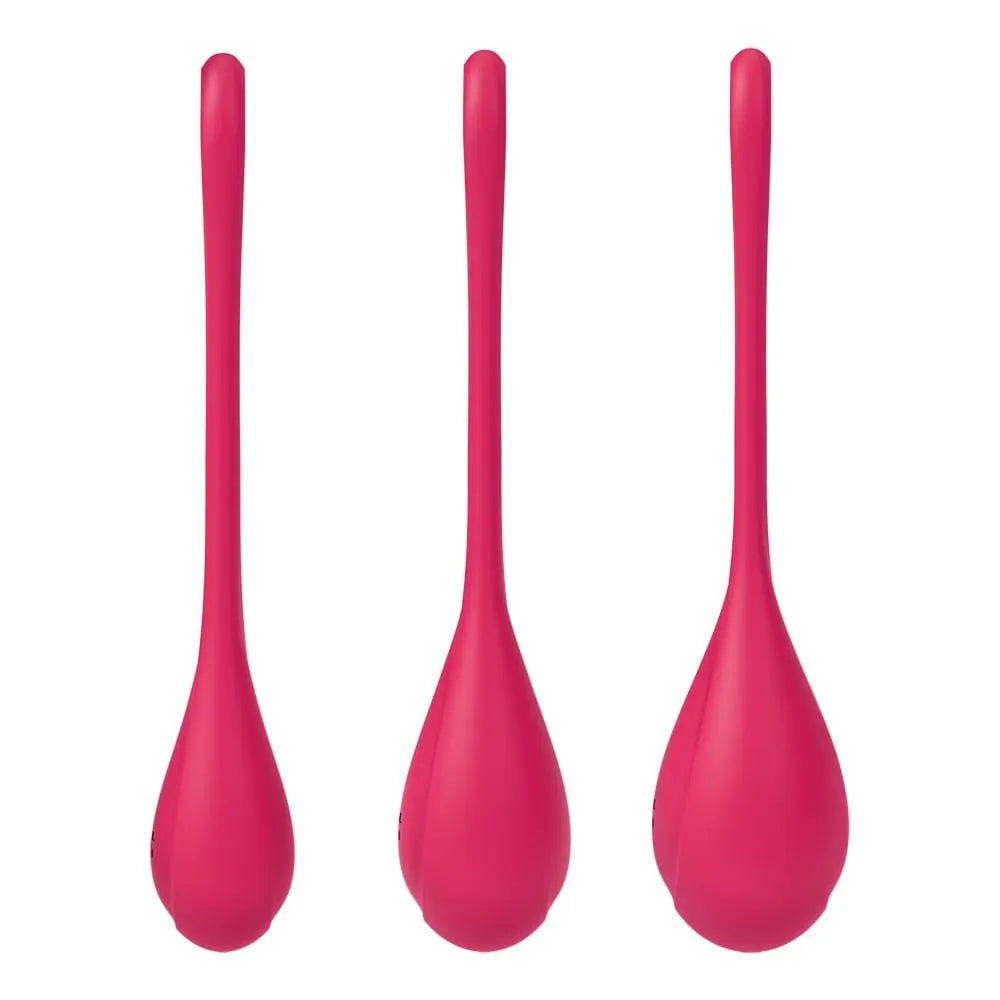 Ensemble de trois boules de Geisha anales roses en silicone, tailles graduées, avec anneau de sécurité pour stimulation et...