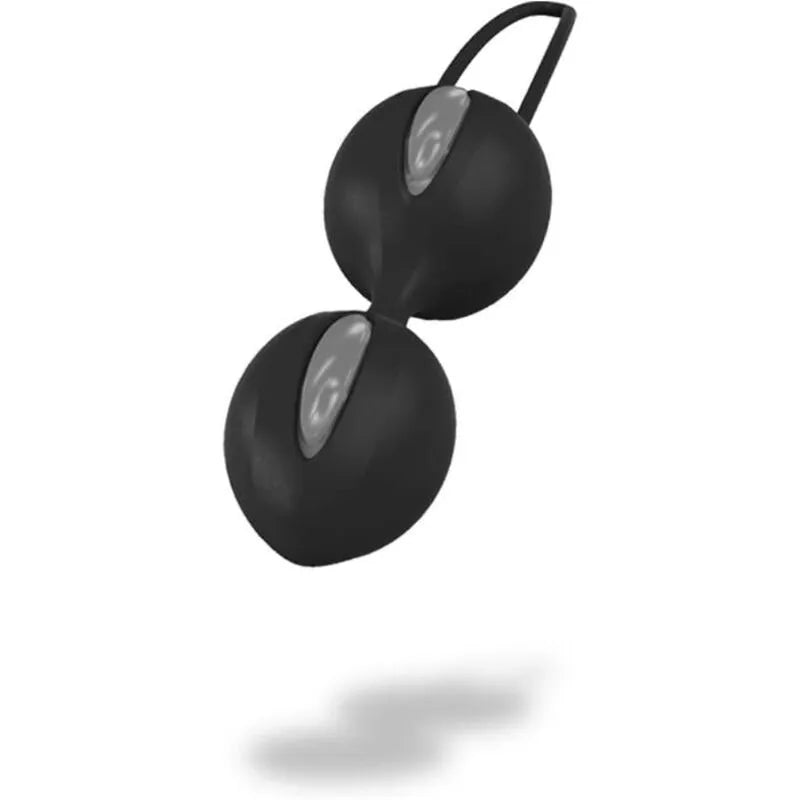 Boules de geisha noires en silicone hypoallergénique, design ergonomique pour renforcement pelvien discret et efficace.