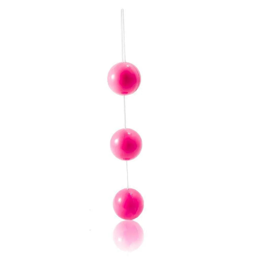 Boules de Geisha roses en ABS doux, ensemble de trois, avec cordon et anneau d'extraction, stimulation intime ergonomique.