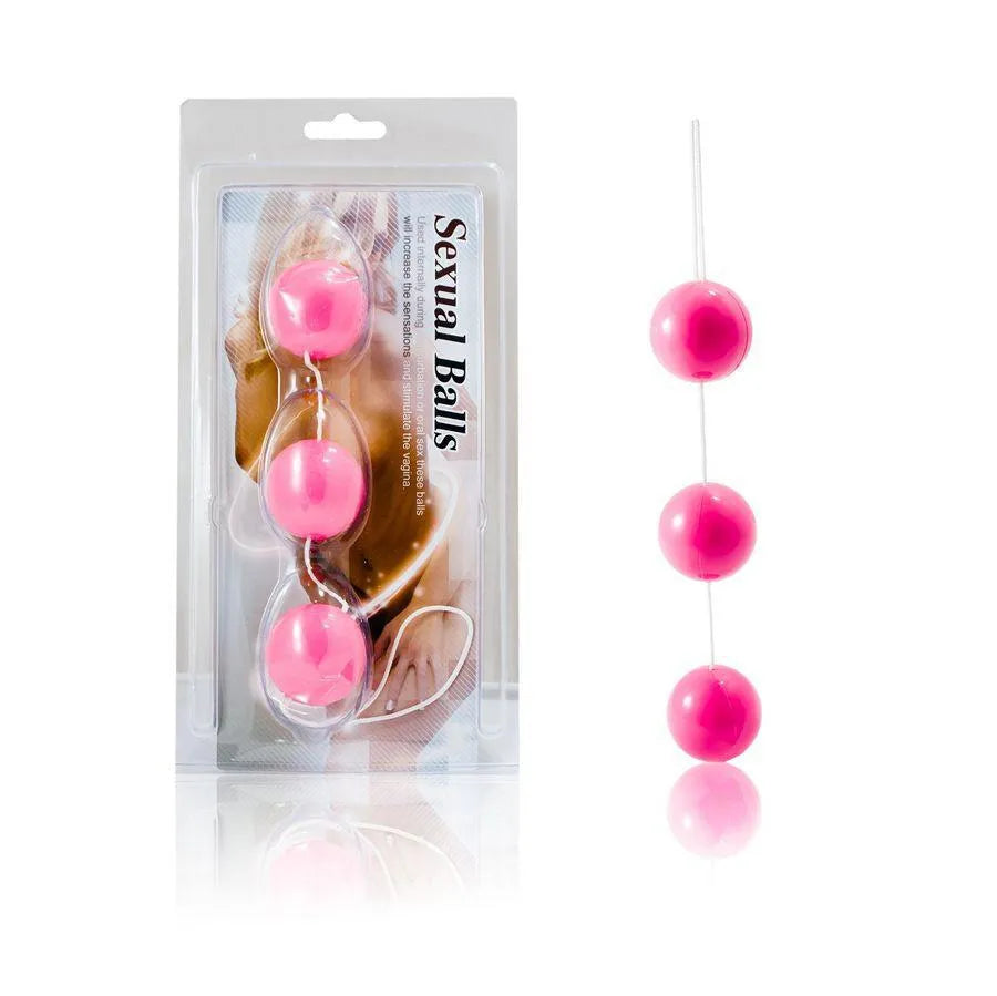 Boules de Geisha roses en ABS doux, triple ensemble avec cordon, stimulation vaginale et anale, confort optimal.