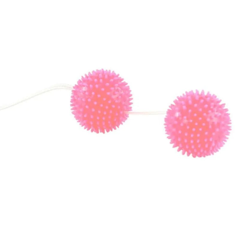 boules geisha texturées débutantes renforcement pelvien stimulation pointes internes roulantes sensations confort sécurité thermoplastique ficelle retrait quotidien portable rose