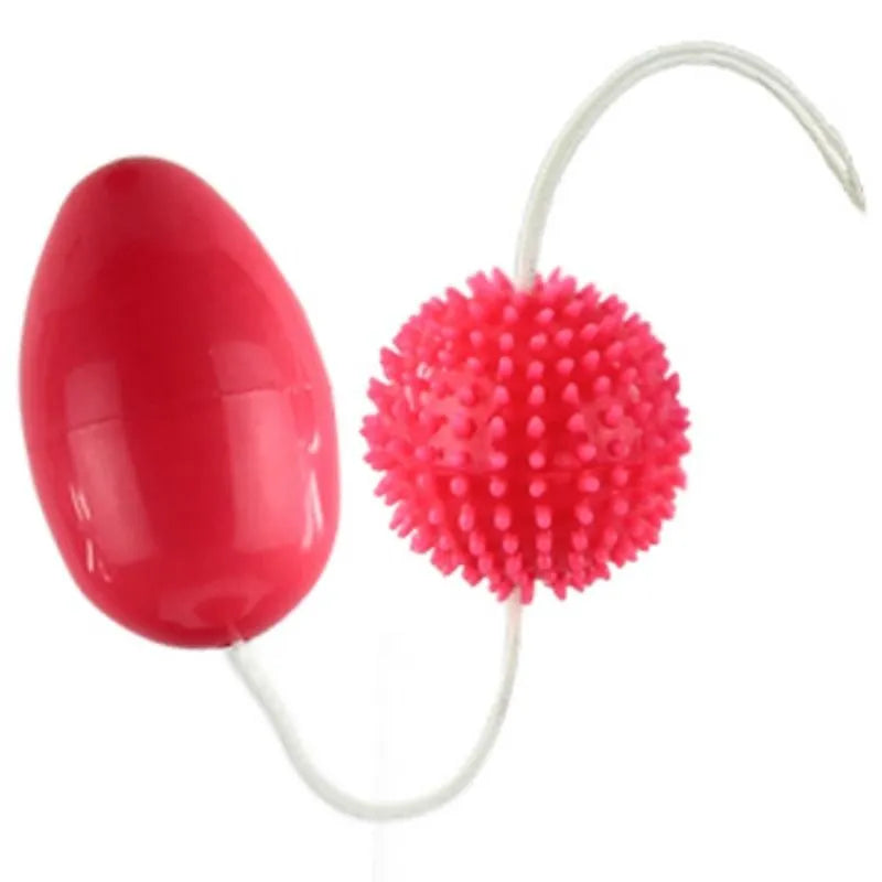 Boules de geisha vibrantes rouges en TPR et ABS, forme ergonomique, cordon nylon, stimulation douce et progressive.