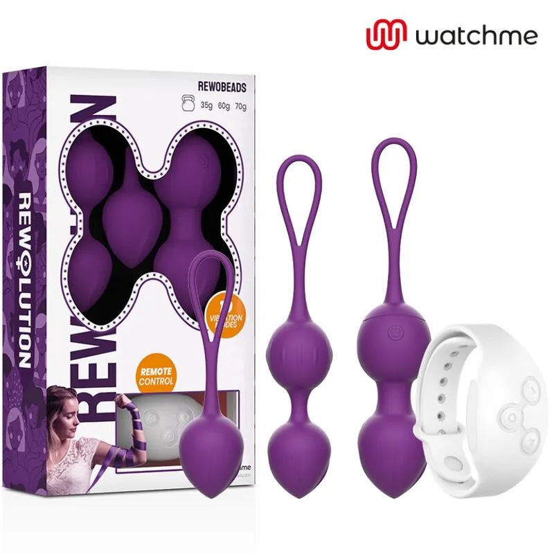 Boules Geisha vibrantes violettes avec télécommande, poids progressifs, silicone hypoallergénique, étanche IPX7.