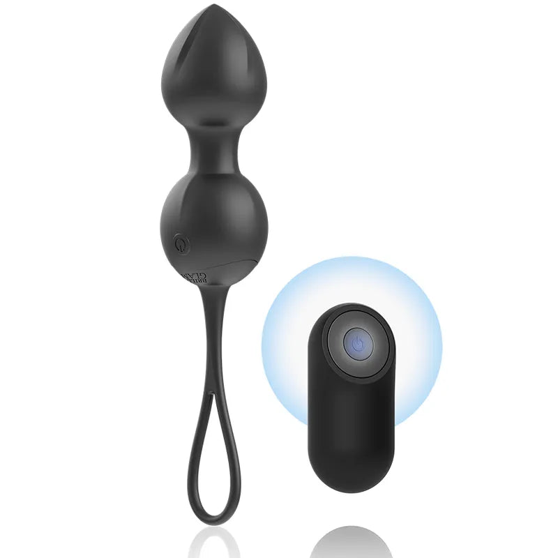Boules Geisha noires vibrantes en silicone avec télécommande, renforcement pelvien, 10 modes, étanches, sans phtalates.
