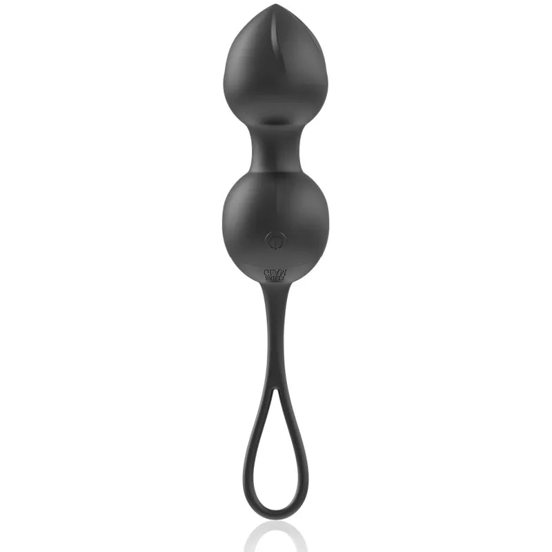 Boules Geisha noires vibrantes en silicone, forme ergonomique, avec télécommande pour renforcement pelvien et stimulation.