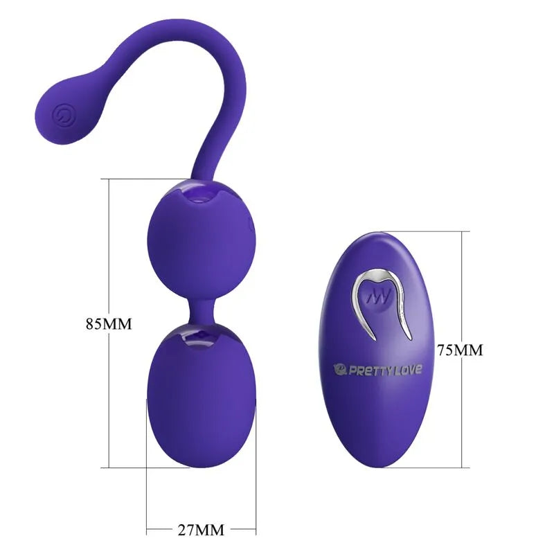 Boules Geisha violettes en silicone avec télécommande, 12 modes vibrations, tonification plancher pelvien.