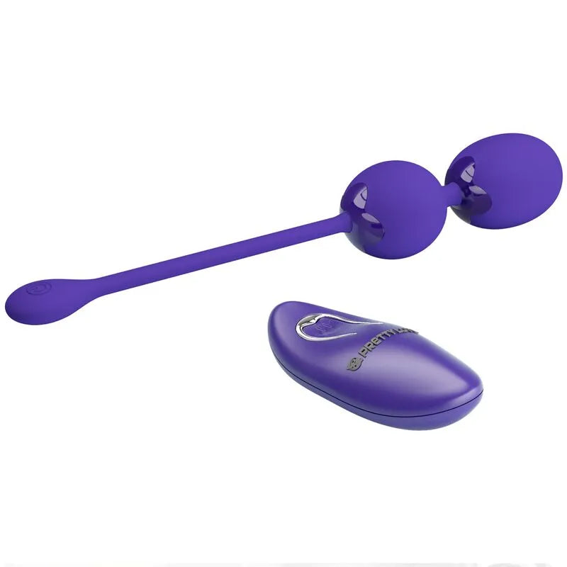 Boules Geisha violettes en silicone avec télécommande, 12 modes vibrations, pour tonification du plancher pelvien.