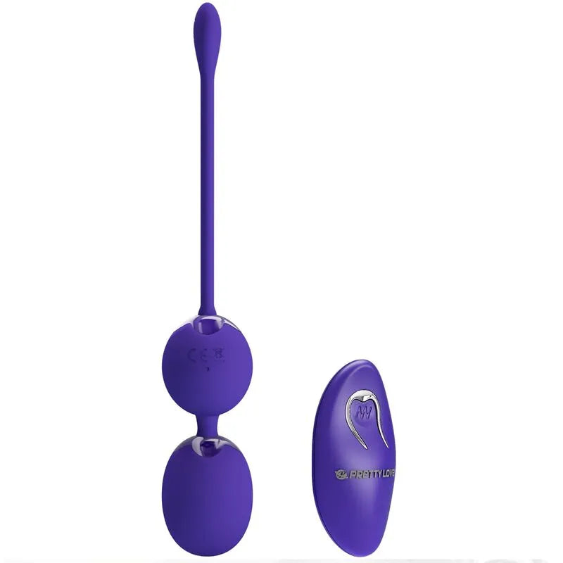 Boules Geisha violettes en silicone médical avec télécommande, 12 modes de vibration, pour tonification du plancher pelvien.