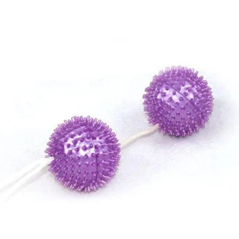 Boules de Geisha violettes texturées avec ficelle robuste, idéales pour débutants, renforcement pelvien et confort.