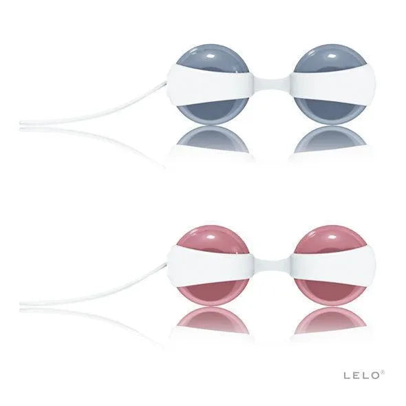 Boules Kegel ajustables en silicone bleu et rose, renforcement périnée postnatal, deux tailles, design ergonomique.