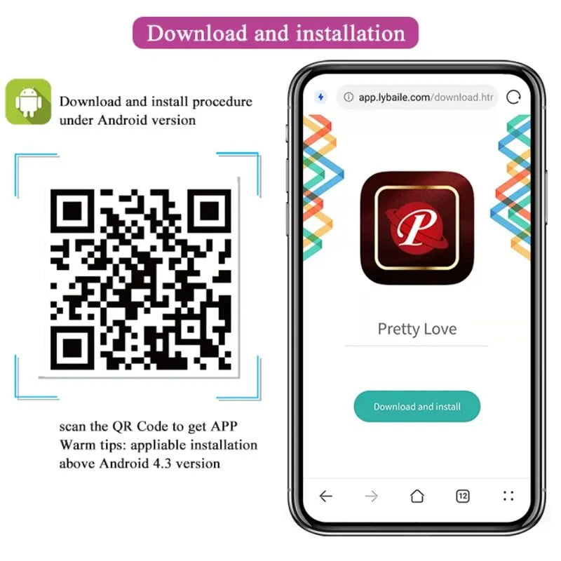 QR code pour télécharger l'application de contrôle des boules Kegel vibrantes violettes, compatible Android.