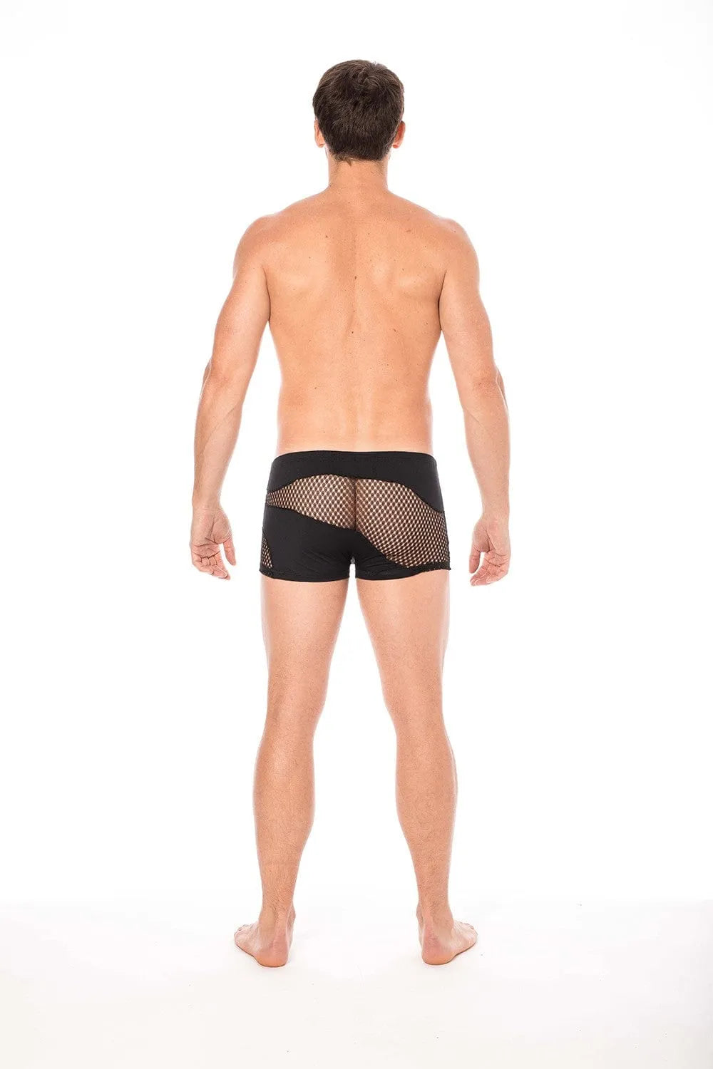 Boxer noir élasthanne, rayures fines, effet opaque et transparent, ajusté, élégant, chic, confortable, deuxième peau.