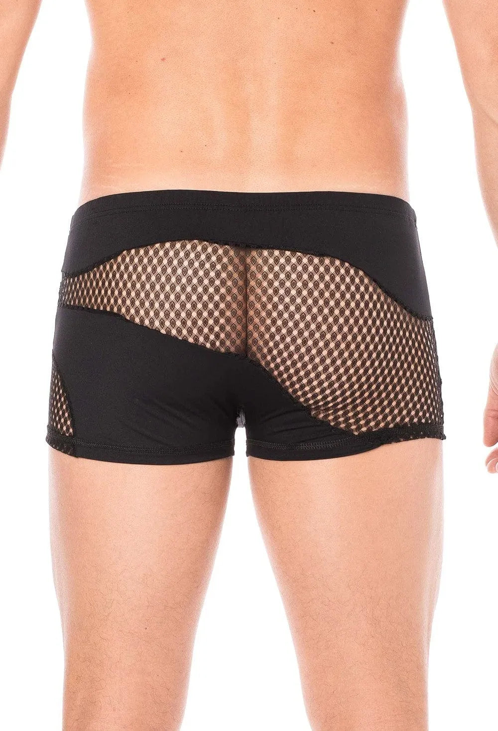 Boxer noir élasthanne opaque et transparent, rayures fines, design chic et sexy, tissu doux et extensible.