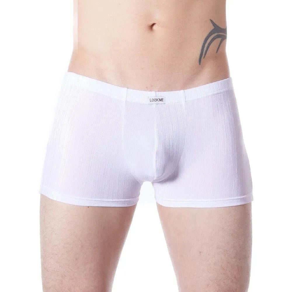 Boxer Homme Blanc Élégant Désire Confortable Doux Extensible Maintien Optimal Ajustement Parfait Raffiné Sexy Quotidien Soirée Respirant Polyamide Élasthanne