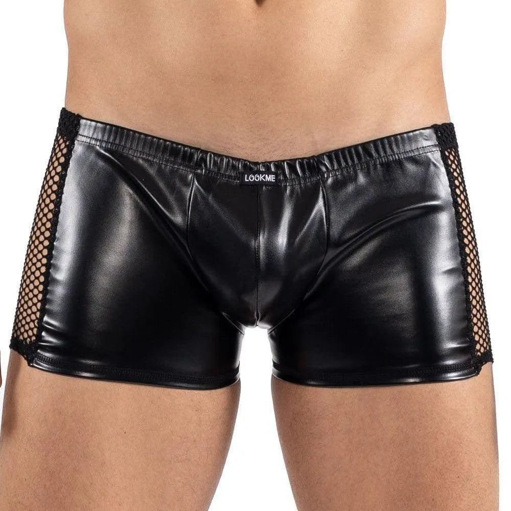 boxer homme noir simili cuir résille brodée confortable polyester élégant audacieux sophistiqué viril masculin collection exclusive