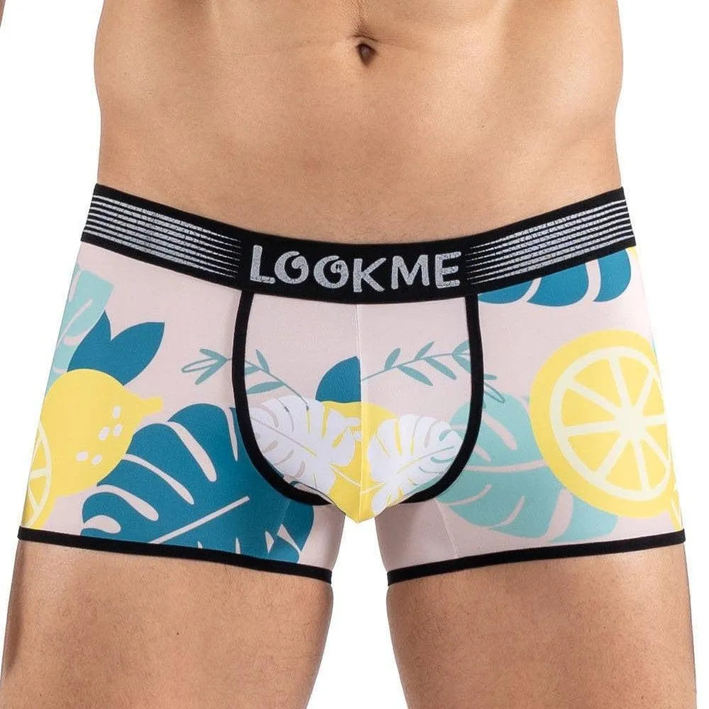 Boxer Imprimé Savane Citron Confortable Ceinture Élastiquée Large Logo LOOKME Extensible Doux Respirant Homme Quotidien Stylé