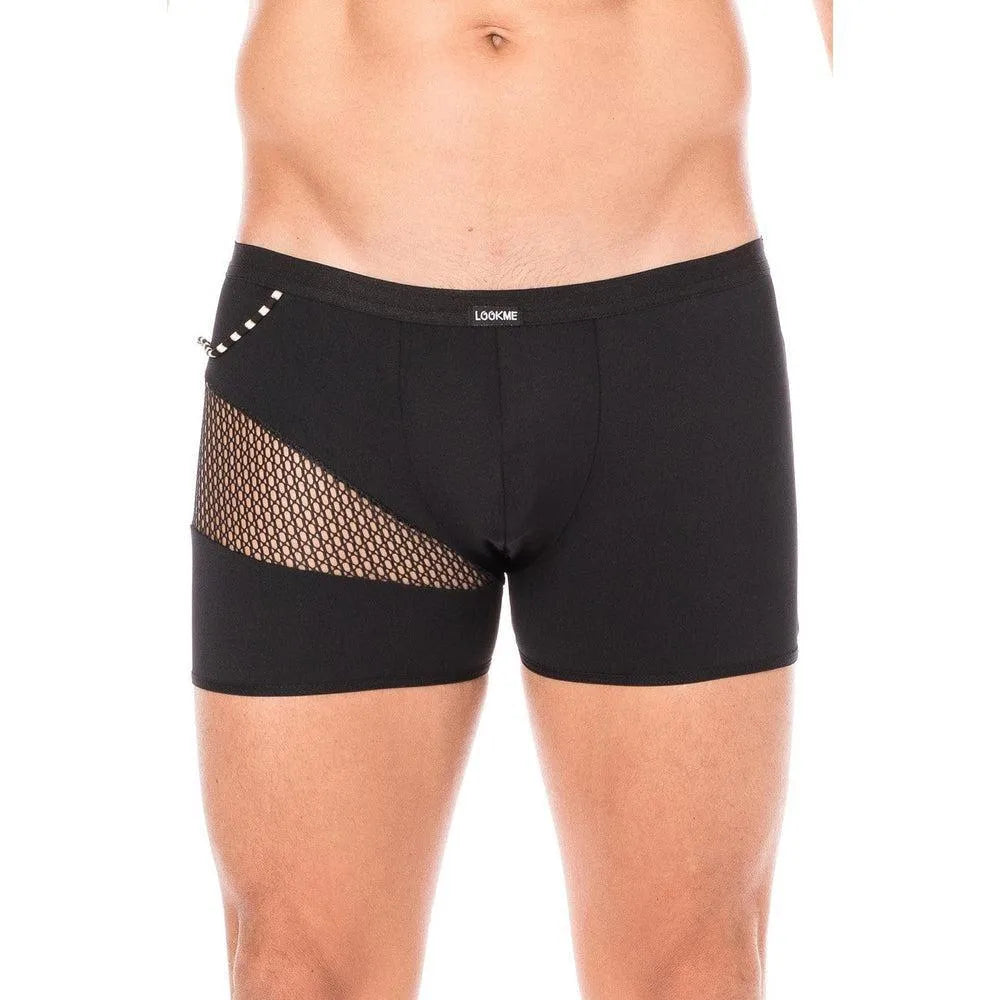 boxer noir homme sexy design branché opaque filet cordelette latéral confortable durable polyamide élasthanne collection urbaine