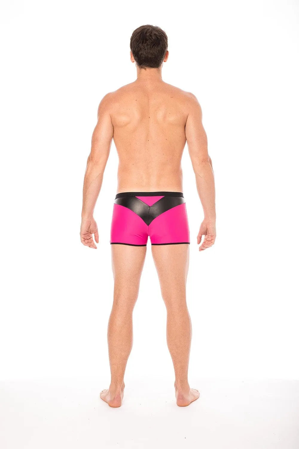 Boxer homme magenta en polyester élasthanne, bande simili cuir noir, confortable et tendance, collection DARK SUN.