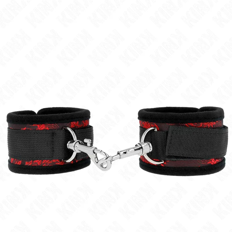 Bracelets BDSM cuir véritable rembourrés réglables boucles robustes confortables durables élégants modernes noir rouge sécurisés ajustement