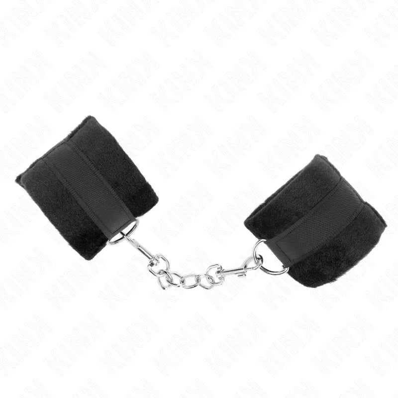 Bracelets BDSM en cuir noir véritable avec boucles métalliques, design ergonomique et ajustable, finition luxe.