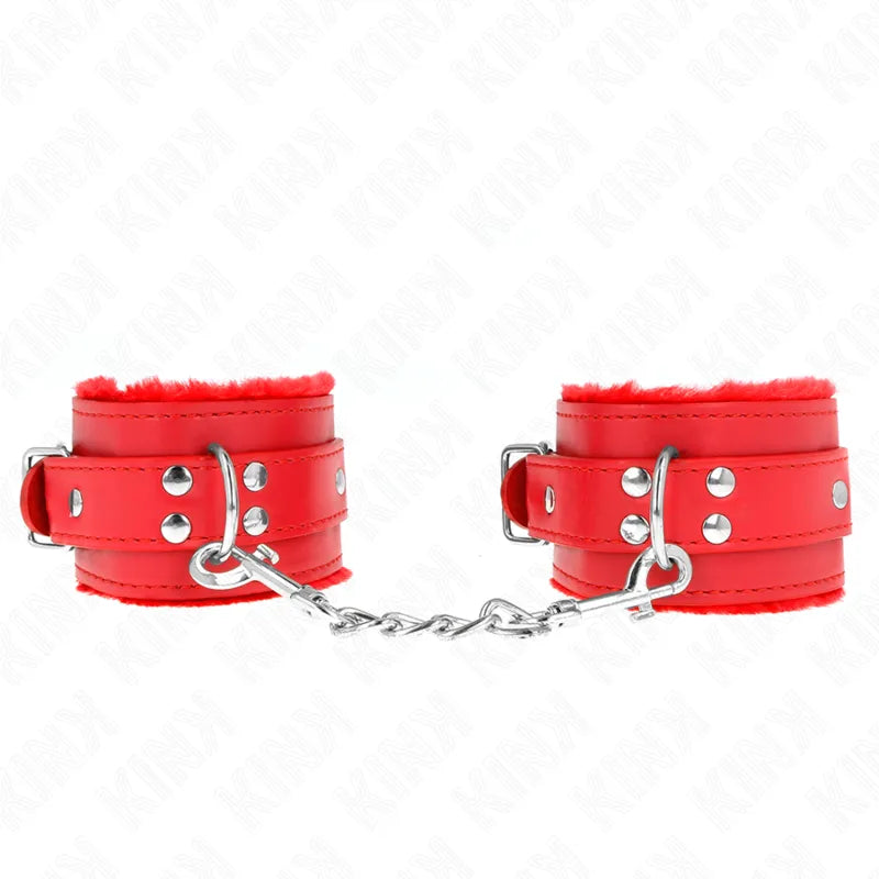 Bracelets BDSM cuir véritable confort durable résistance maintien rembourrage ergonomique boucles sécurisées anneaux fixation ajustables couleurs noir rouge violet