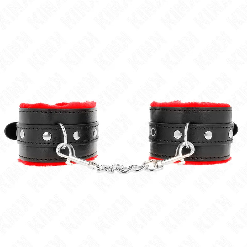 bracelets cuir véritable BDSM ajustables robustes élégants noirs rouges violets rembourrés confortables ergonomiques boucles métalliques anneaux durables sécurisés