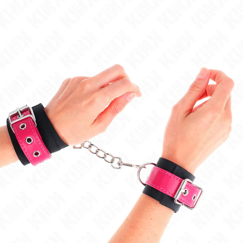 Bracelets BDSM cuir rouge, rembourrés, boucles métalliques, chaîne, ajustables, élégants, confortables, pour débutants et ...