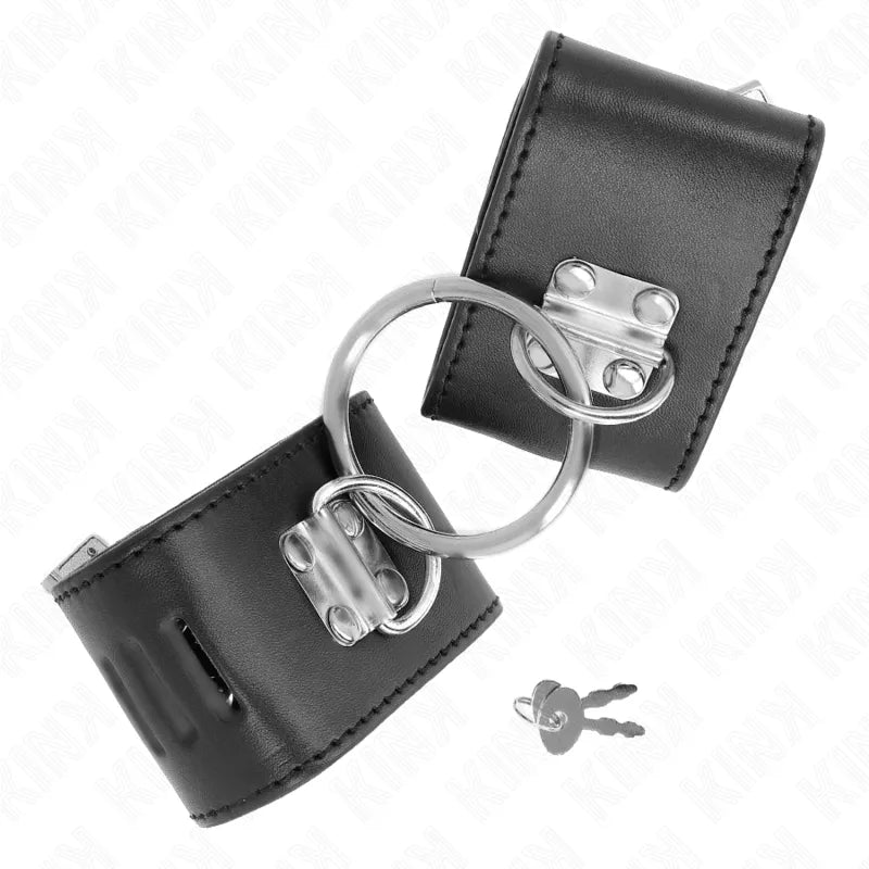 Bracelets BDSM en cuir noir et rouge avec boucles métalliques robustes, design ergonomique et rembourrage pour confort opt...