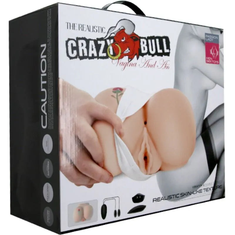 Buste masturbation silicone rose, double tunnels texturés vagin anus, fesses vibrantes, télécommande, étanche.