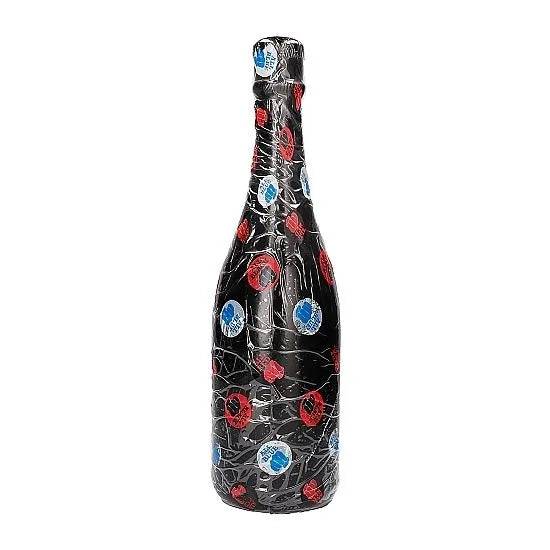 Bouchon anal forme bouteille champagne noir PVC hypoallergénique, imperméable, compatible lubrifiants silicone et eau.
