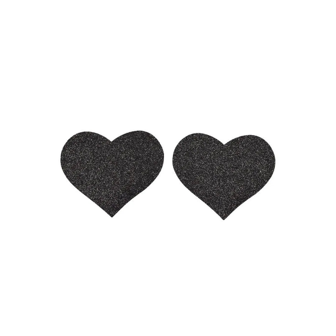 cache tetons coeur noir pailleté adhésif glamour discret confortable doux hypoallergénique réutilisable léger invisible dos nu soirée