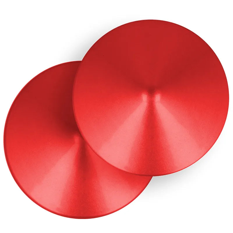 cachetétons métalliques réutilisables rouges circulaires sansnickel confortable durable hygiénique nonporeux élégants séduisants audacieux festifs discrets lavables