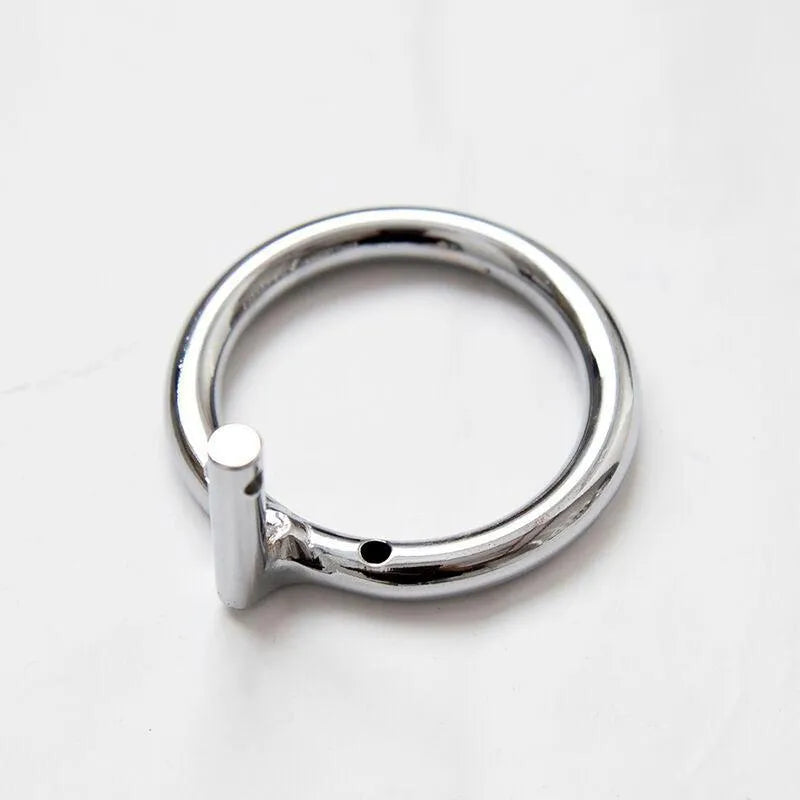 Cage pénis métal argenté, design ergonomique, acier inoxydable hypoallergénique, serrure robuste, anneau testiculaire.