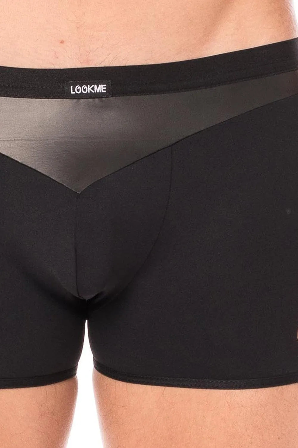 Boxer homme noir simili cuir pointe, tissu doux extensible, design moderne moulant, collection DARK SUN.