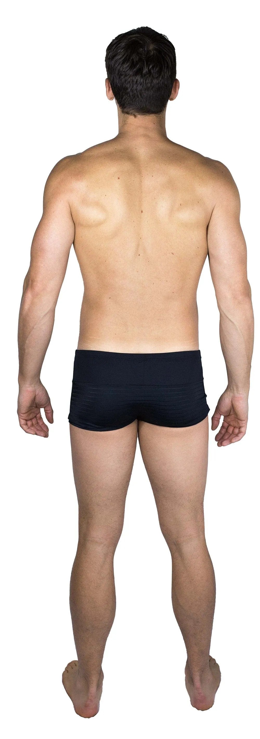 Boxer homme noir rayé, bandes opaques et transparentes, dos assorti, maille fine, élégant et confortable.