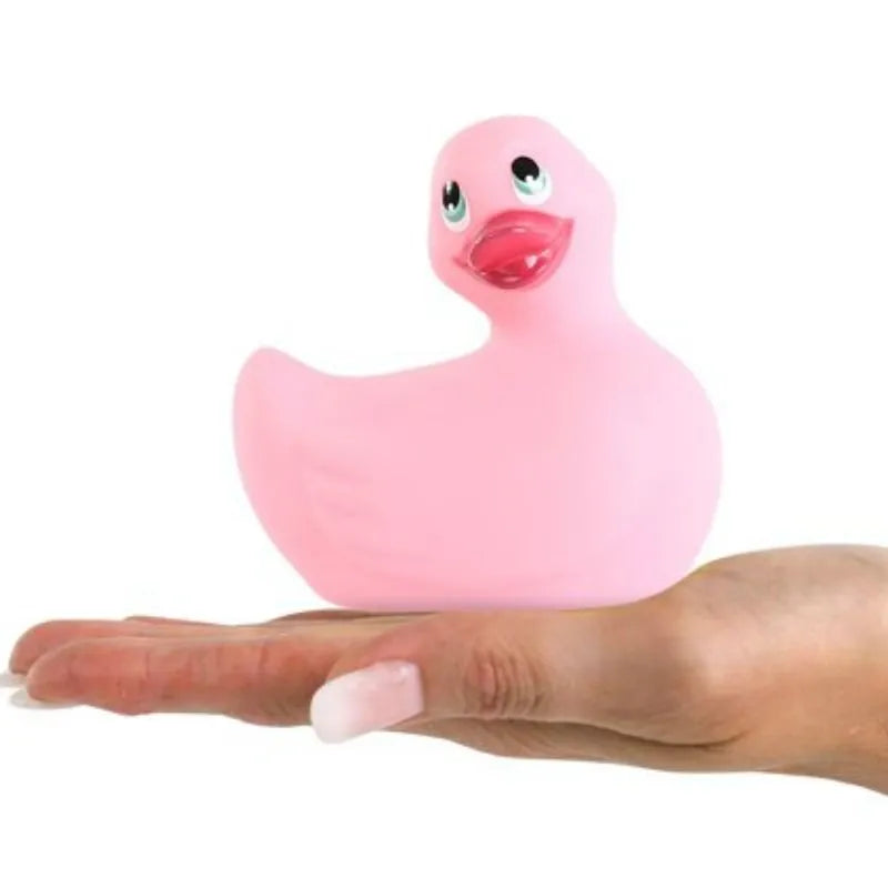 Canard vibrant rose étanche, forme ludique, idéal pour massage relaxant sous la douche ou bain, puissant et silencieux.
