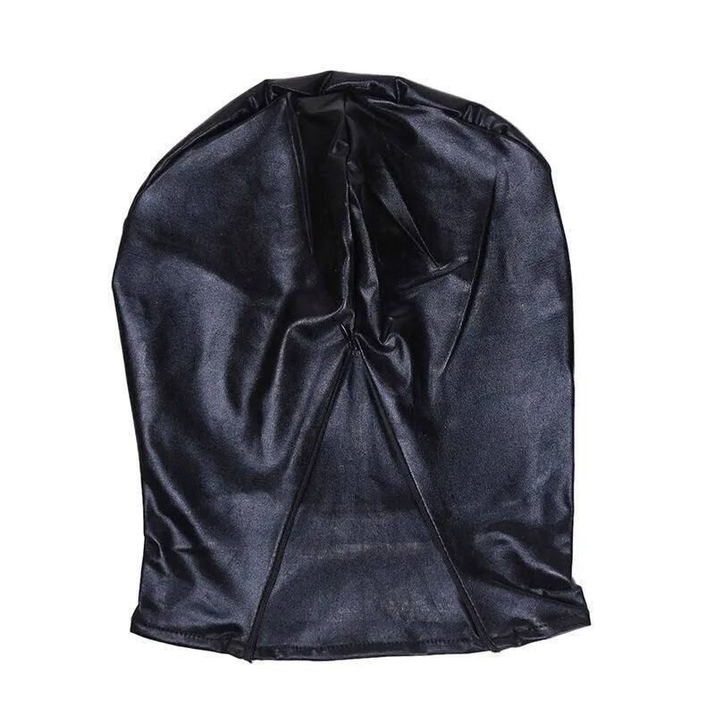 Casquette fétichiste noire sans trou, en polyester, polyuréthane et PVC, design lisse et ergonomique pour expérience senso...