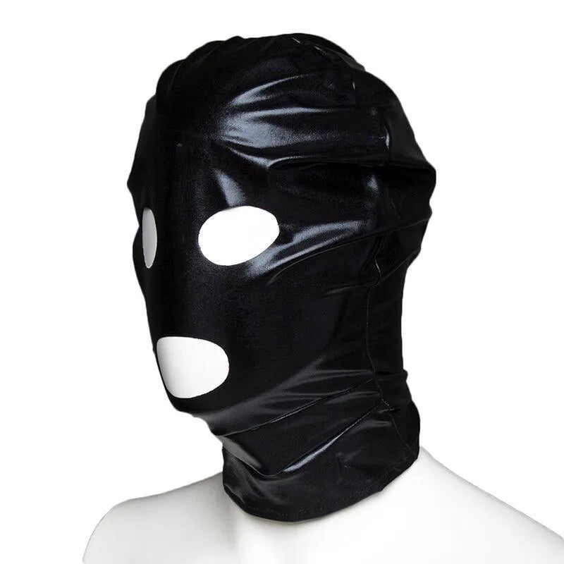 casquette fétichiste yeux bouche orifices ajustable confortable respirant PVC polyester polyuréthane Ohmama résistant durable noir ergonomique légère sensuelle