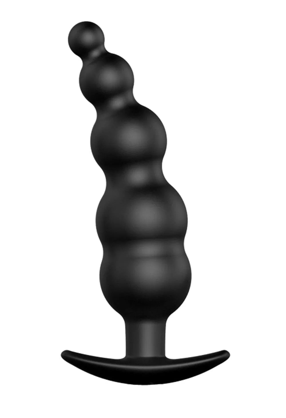 Chapelet anal noir en silicone ergonomique, stimulation prostate, design perlé, compact, durable, hypoallergénique.