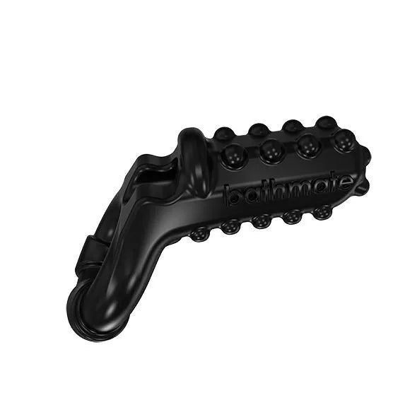 Anneau pénien noir texturé en silicone Elastomex, rechargeable, ergonomique, trois vitesses, stimulation couple.