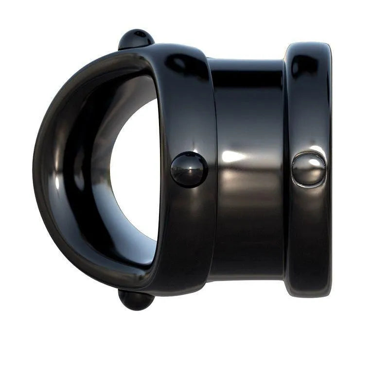 Anneau pénien noir extensible en TPR, design lisse et ergonomique, pour fermeté et endurance optimales.