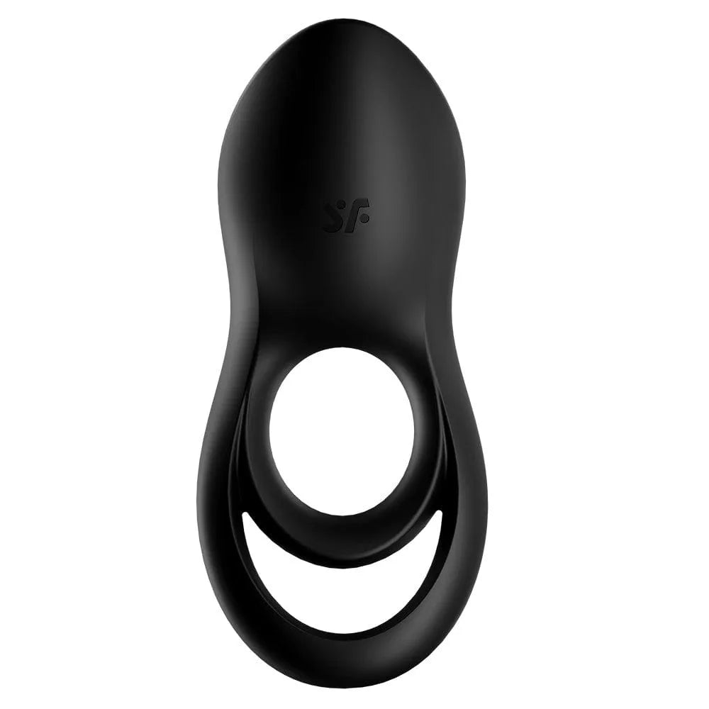 Anneau pénien noir en silicone, double serrage, vibrant, avec stimulation clitoridienne, rechargeable, étanche.
